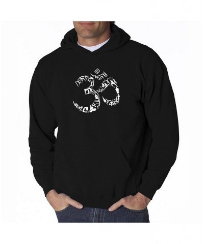 Men's Word Art Hooded Sweatshirt - Om Symbol Black $25.80 Sweatshirt