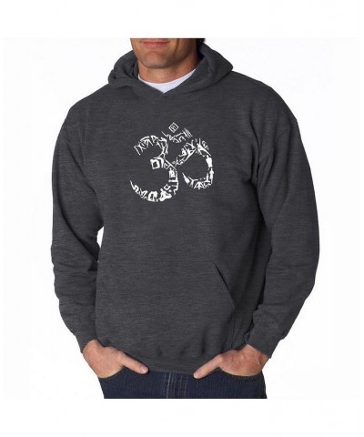 Men's Word Art Hooded Sweatshirt - Om Symbol Black $25.80 Sweatshirt