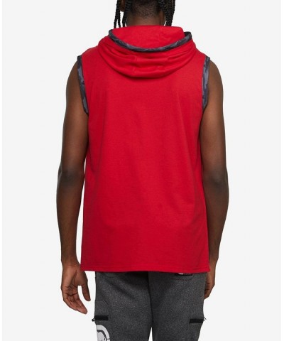 Men's Sleeveless Star Hoodie Red $30.16 Sweatshirt