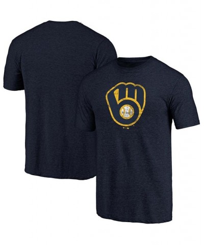 Men's Navy Milwaukee Brewers Weathered Official Logo Tri-Blend T-shirt $23.39 T-Shirts