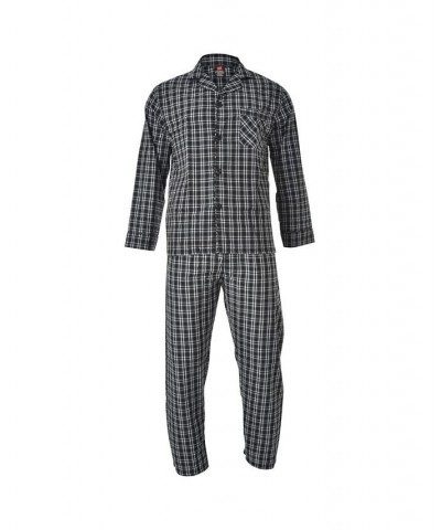 Hanes Men's Cvc Broadcloth Pajama Set Black Plaid $15.60 Pajama