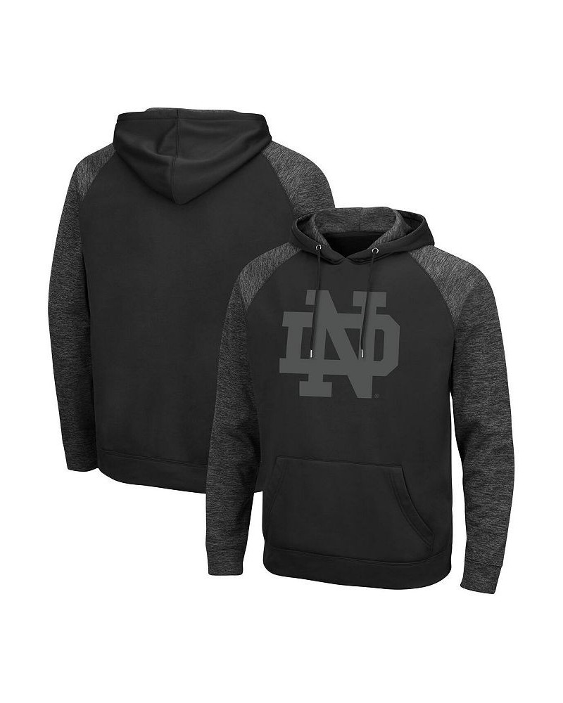 Men's Black Notre Dame Fighting Irish Blackout 3.0 Tonal Raglan Pullover Hoodie $35.00 Sweatshirt