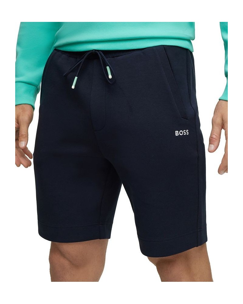 BOSS Men's Cotton-Blend Regular-Fit Shorts with Embroidered Logos Blue $57.96 Shorts