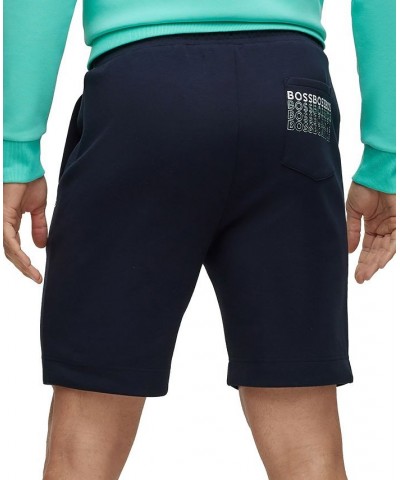 BOSS Men's Cotton-Blend Regular-Fit Shorts with Embroidered Logos Blue $57.96 Shorts