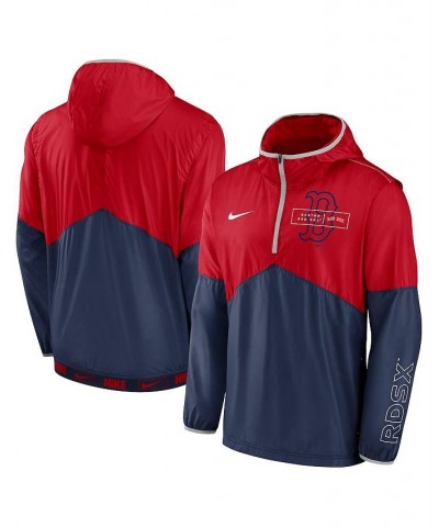 Men's Red and Navy Boston Red Sox Overview Half-Zip Hoodie Jacket $45.60 Jackets