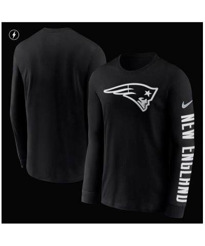 Men's Black New England Patriots RFLCTV Name And Logo T-shirt $25.80 T-Shirts