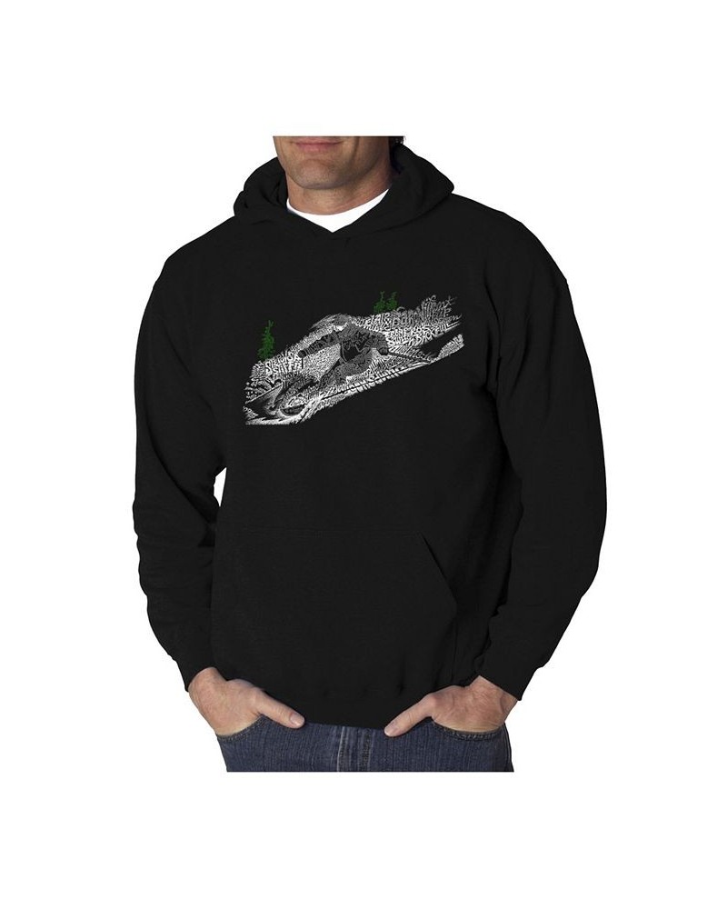 Men's Ski Word Art Hooded Sweatshirt Black $34.79 Sweatshirt