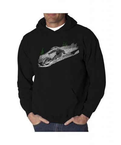 Men's Ski Word Art Hooded Sweatshirt Black $34.79 Sweatshirt