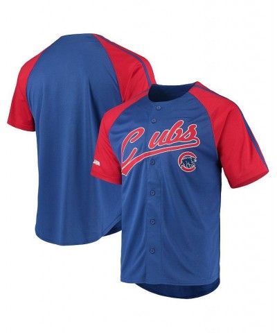 Men's Royal Chicago Cubs Button-Down Raglan Replica Jersey $29.25 Jersey