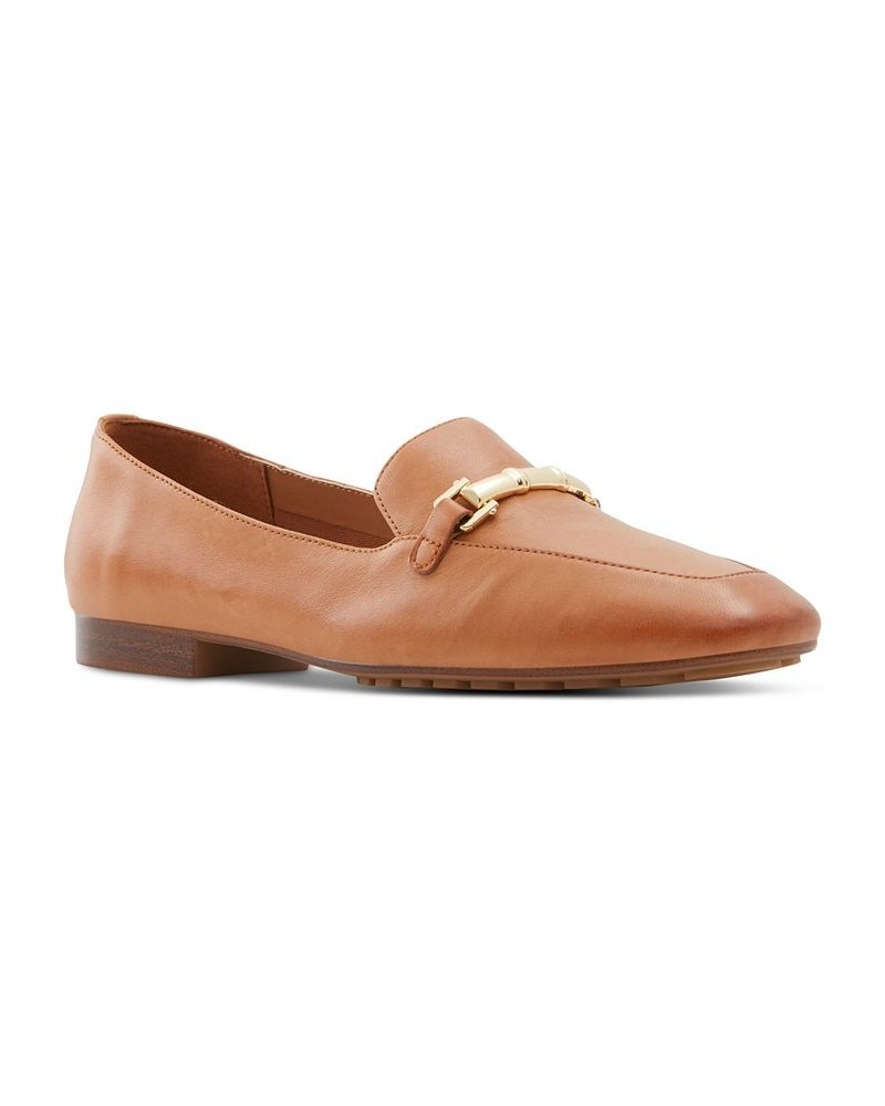 Women's Boska Bit-Ornament Tailored Loafer Flats Brown $35.00 Shoes