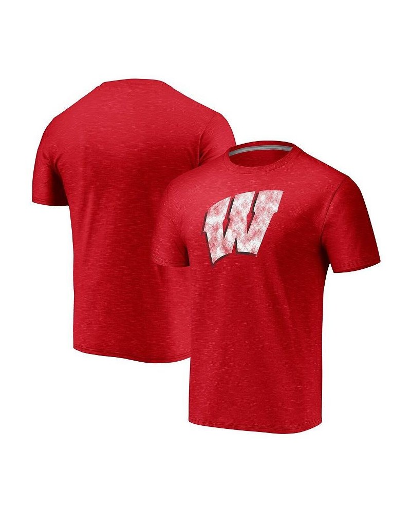 Men's Red Wisconsin Badgers Classic Primary Logo Space-Dye T-shirt $12.88 T-Shirts