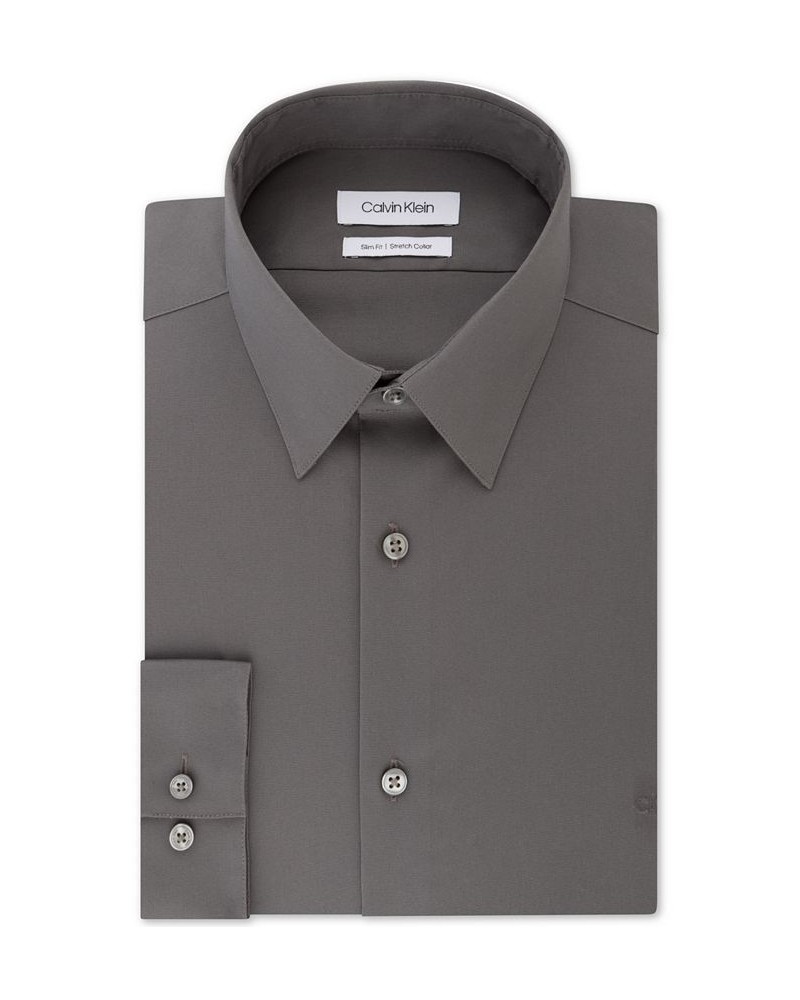 Men's Slim-Fit Stretch Flex Collar Dress Shirt Gray $16.40 Dress Shirts