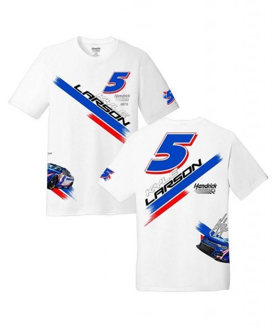 Men's White Kyle Larson Four-Spot Car T-shirt $19.80 T-Shirts