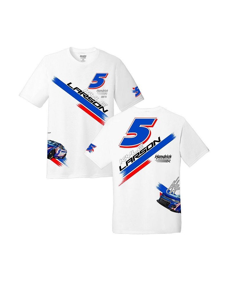 Men's White Kyle Larson Four-Spot Car T-shirt $19.80 T-Shirts