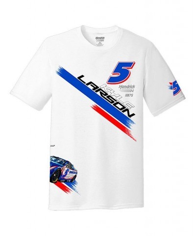 Men's White Kyle Larson Four-Spot Car T-shirt $19.80 T-Shirts