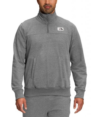 Men's Heritage Quarter-Zip Logo Patch Sweatshirt Gray $27.13 Sweatshirt