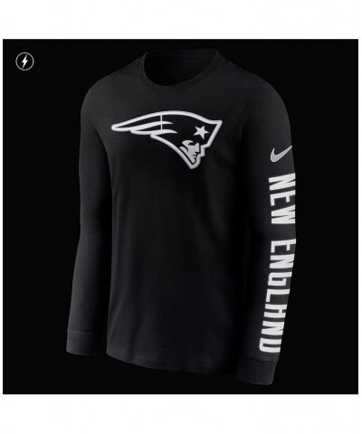 Men's Black New England Patriots RFLCTV Name And Logo T-shirt $25.80 T-Shirts