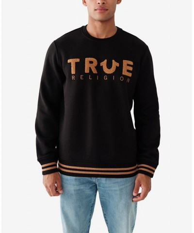 Men's Chenille Crewneck Pullover Sweatshirt Black $33.37 Sweatshirt