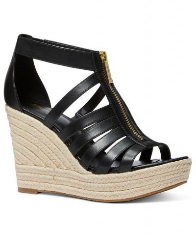 Women's Bradley Zip Espadrille Platform Wedge Sandals Black $64.35 Shoes