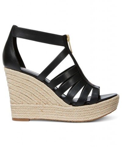 Women's Bradley Zip Espadrille Platform Wedge Sandals Black $64.35 Shoes