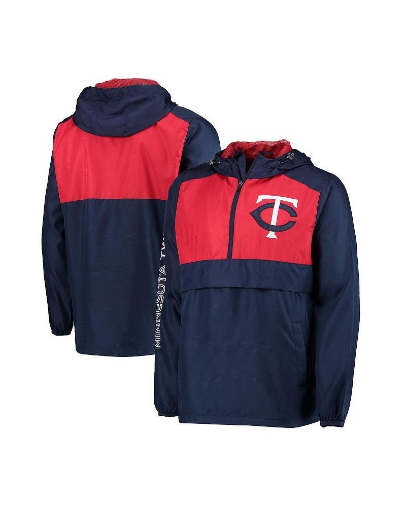 Men's Navy, Red Minnesota Twins Lineman Half-Zip Hoodie $42.00 Jackets