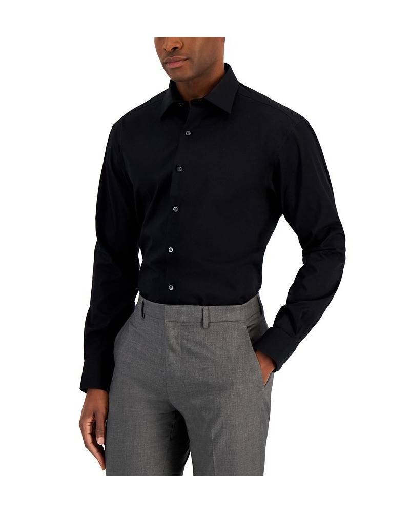 Men's Regular Fit 2-Way Stretch Stain Resistant Dress Shirt Black $19.50 Dress Shirts