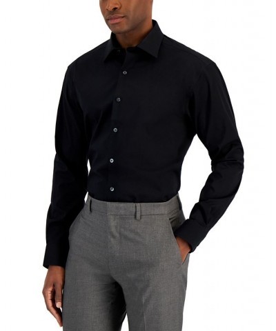 Men's Regular Fit 2-Way Stretch Stain Resistant Dress Shirt Black $19.50 Dress Shirts