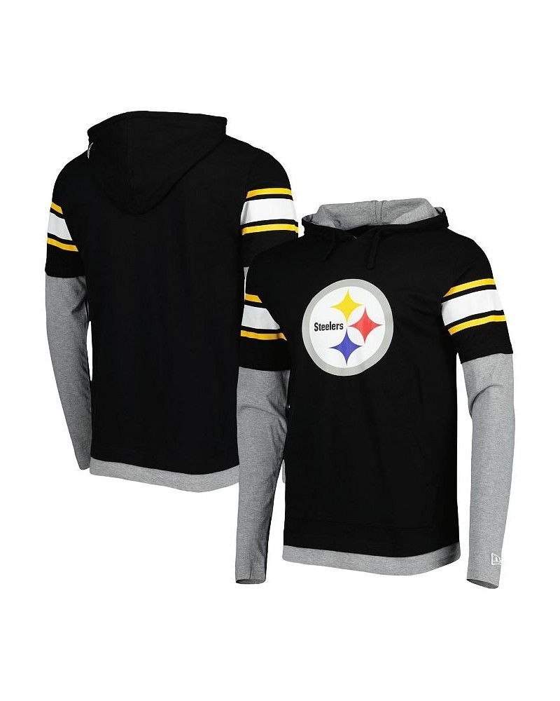 Men's Black Pittsburgh Steelers Long Sleeve Hoodie T-shirt $27.95 T-Shirts