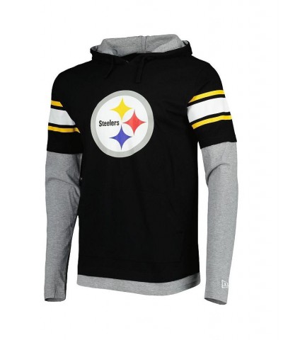 Men's Black Pittsburgh Steelers Long Sleeve Hoodie T-shirt $27.95 T-Shirts