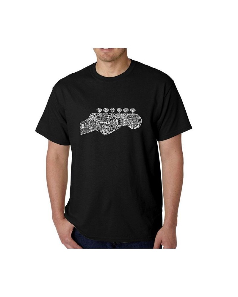 Men's Word Art T-Shirt - Guitar Head Black $19.94 T-Shirts