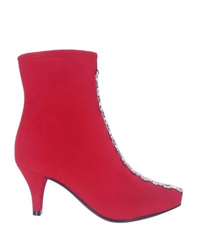 Women's Naja Chain I Stretch Ankle Bootie with Memory Foam Red $50.35 Shoes