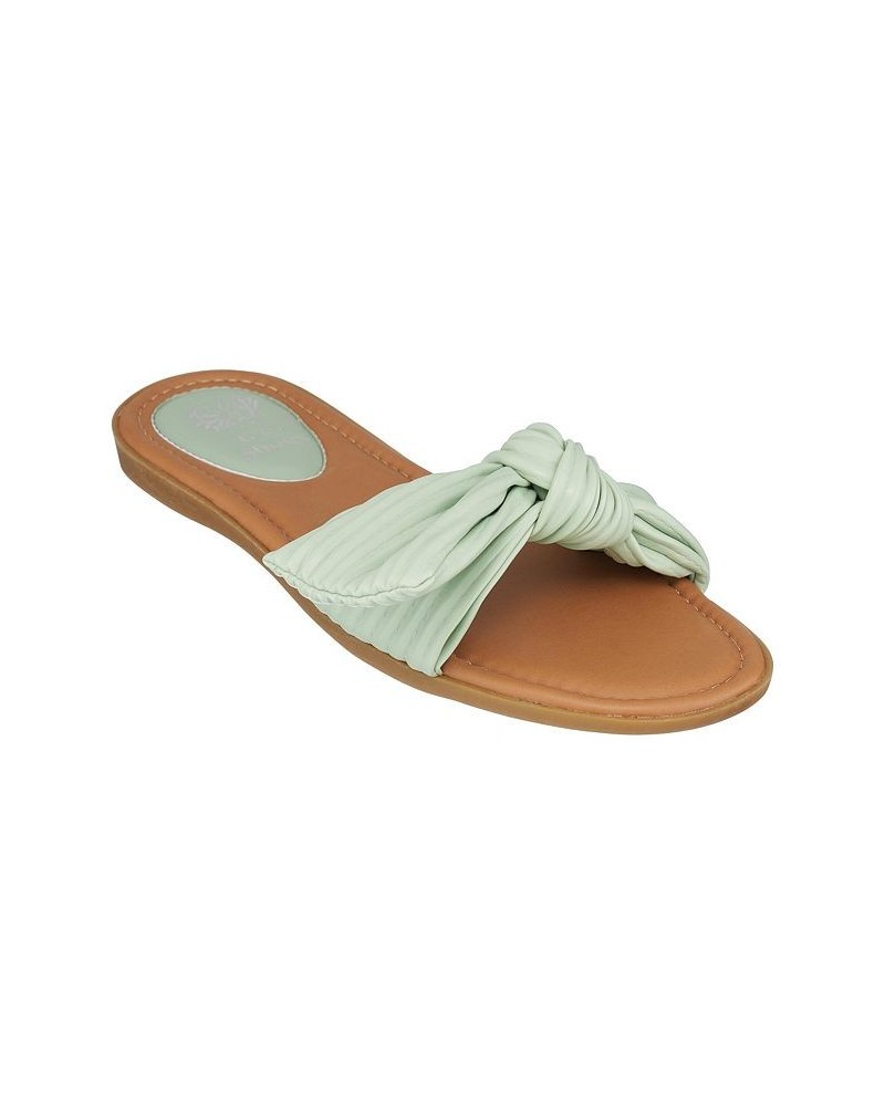 Women's Danni Flat Slide Sandals Green $24.00 Shoes