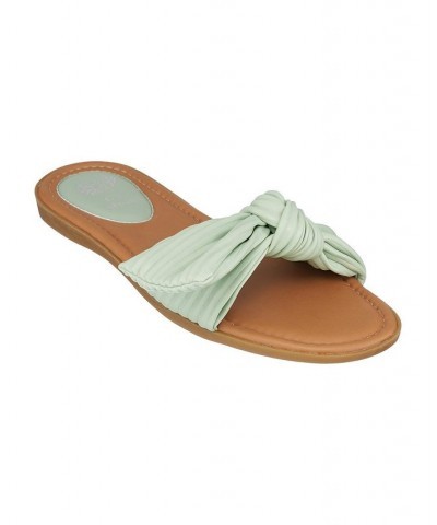 Women's Danni Flat Slide Sandals Green $24.00 Shoes