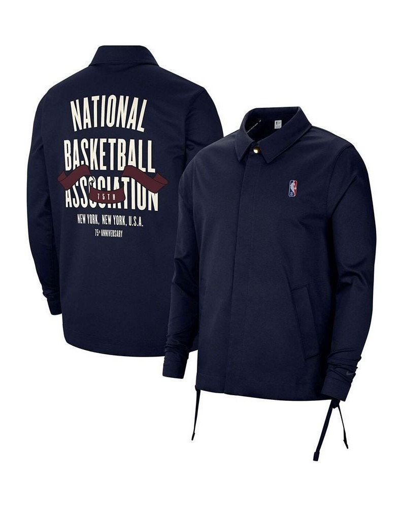 Men's Navy NBA 75th Anniversary Coaches Courtside Full-Snap Jacket $79.80 Jackets