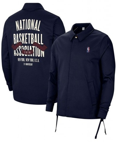 Men's Navy NBA 75th Anniversary Coaches Courtside Full-Snap Jacket $79.80 Jackets