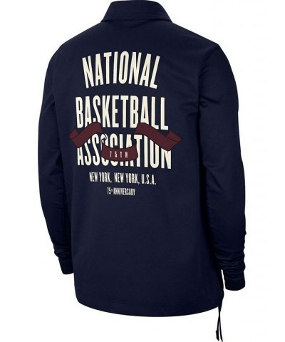 Men's Navy NBA 75th Anniversary Coaches Courtside Full-Snap Jacket $79.80 Jackets