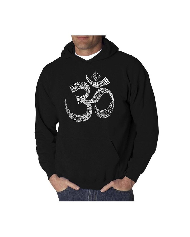 Men's Word Art Hoodie - Poses Om Black $31.79 Sweatshirt