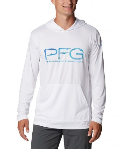 Men's Terminal Tackle PFG™ Hooks Moisture-Wicking UPF 50 Logo-Print Hoodie White $33.80 Sweatshirt