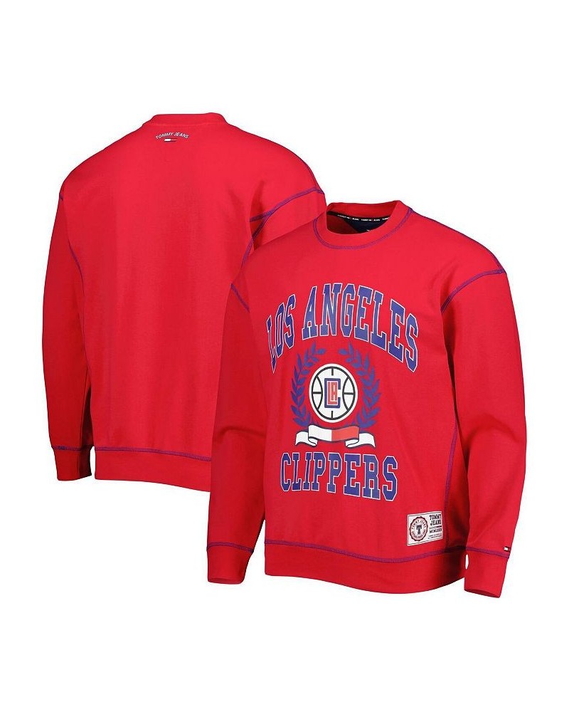 Men's Red LA Clippers Peter French Terry Pullover Crew Sweatshirt $32.90 Sweatshirt