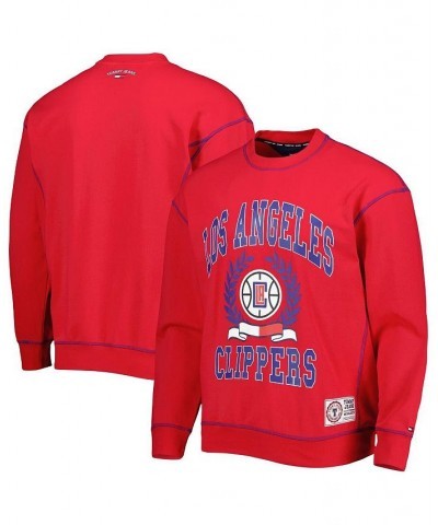 Men's Red LA Clippers Peter French Terry Pullover Crew Sweatshirt $32.90 Sweatshirt