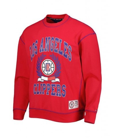 Men's Red LA Clippers Peter French Terry Pullover Crew Sweatshirt $32.90 Sweatshirt