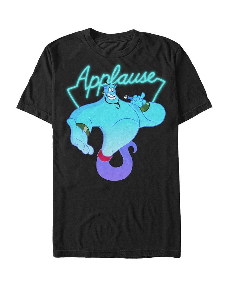 Disney Men's Aladdin Genie Applause Neon Light Short Sleeve T-Shirt Black $18.54 T-Shirts