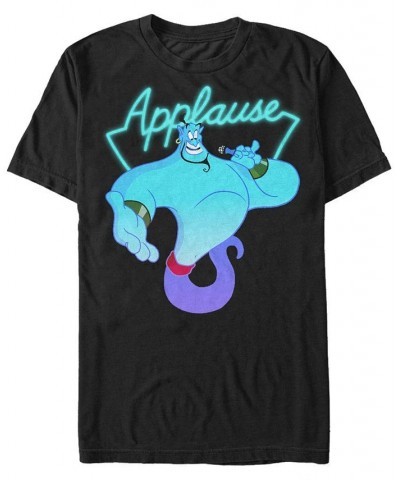 Disney Men's Aladdin Genie Applause Neon Light Short Sleeve T-Shirt Black $18.54 T-Shirts