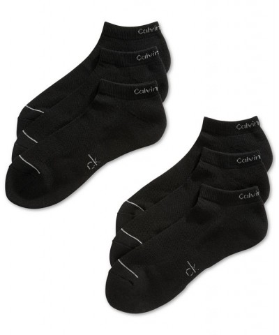 Six-Pack Athletic Stripe Ankle Socks Black $13.75 Socks