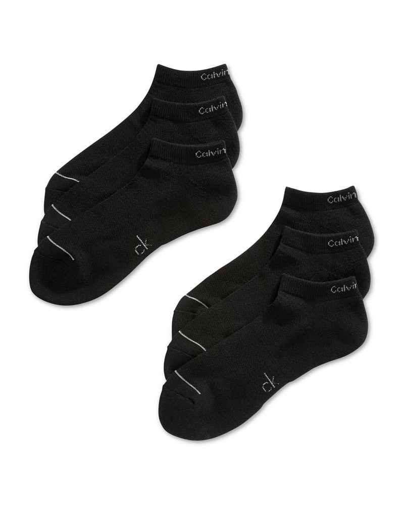 Six-Pack Athletic Stripe Ankle Socks Black $13.75 Socks