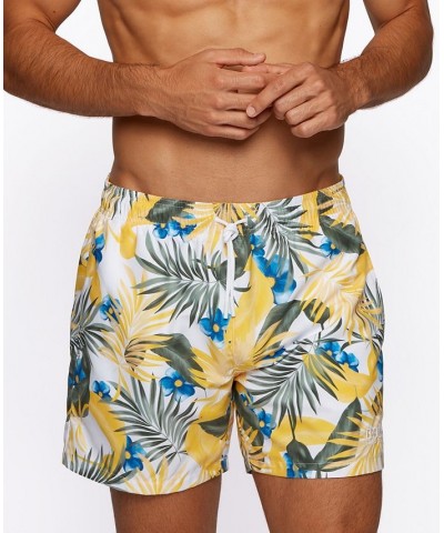 BOSS Men's Leaf-Print Swim Shorts Yellow $26.88 Swimsuits