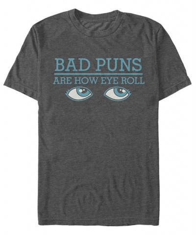 Men's Bad Puns Eye Short Sleeve Crew T-shirt Gray $19.94 T-Shirts