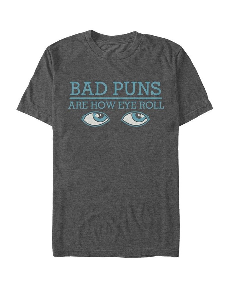 Men's Bad Puns Eye Short Sleeve Crew T-shirt Gray $19.94 T-Shirts