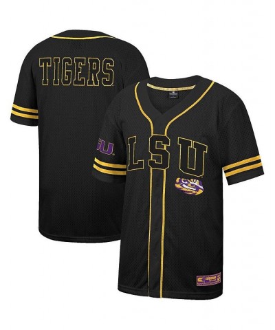 Men's Black LSU Tigers Free Spirited Mesh Button-Up Baseball Jersey $38.24 Jersey