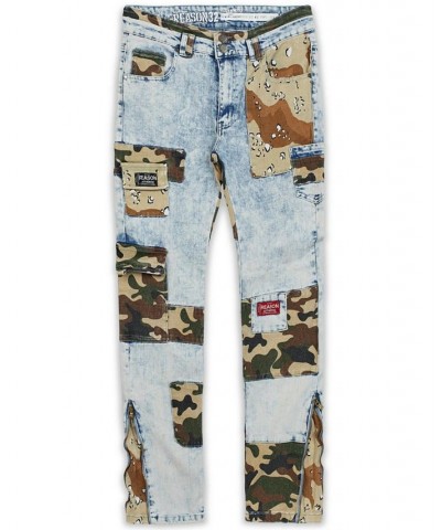 Men's Camo Patchwork Jeans Blue $38.71 Jeans